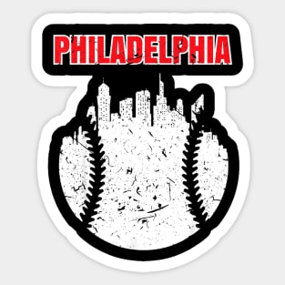 Vintage Philadelphia Cityscape Baseball Retro Sticker